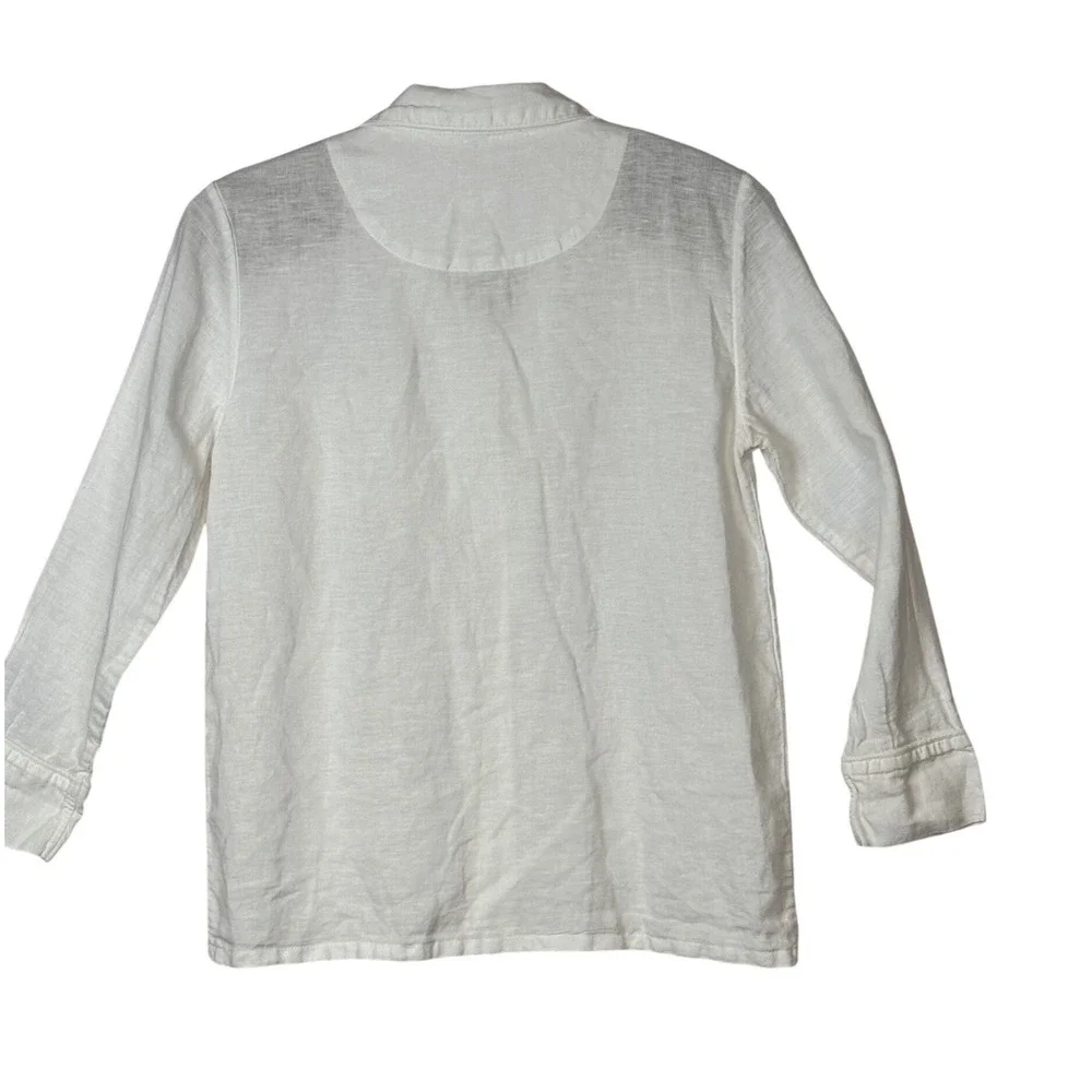 Serena Lily‎ White Linen Pajama Shirt Top Button Front Long Sleeve Size Medium